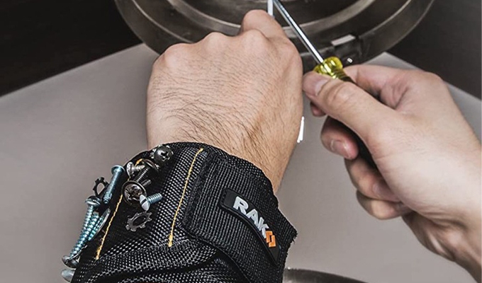 Best last-minute Father's Day gifts on Amazon: A man wears a magnetic wristband with tools