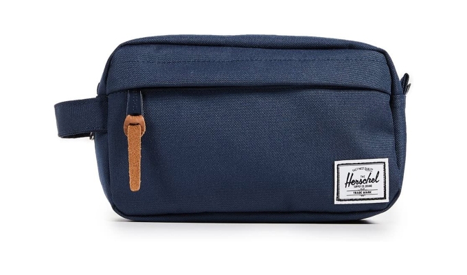 Best last-minute gifts for dad on Amazon: A navy toiletry kit with a leather tab