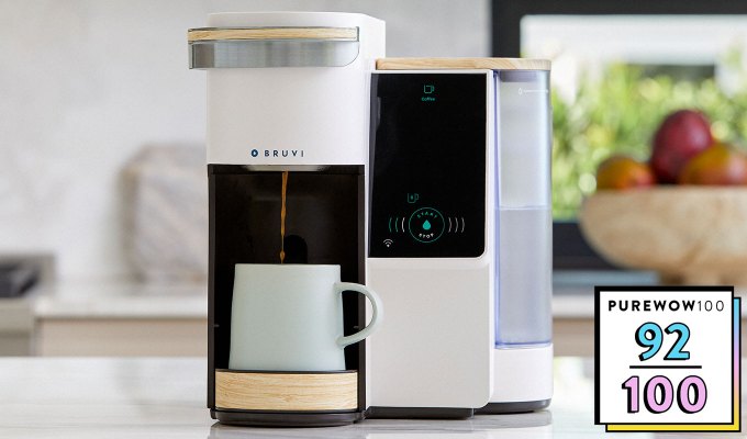 bruvi review: bruvi single-serve coffee machine on kitchen island