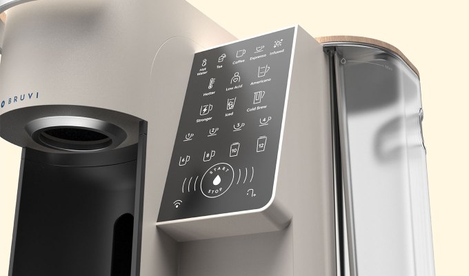 bruvi review: close-up view of bruvi single-serve coffee machine touchscreen options