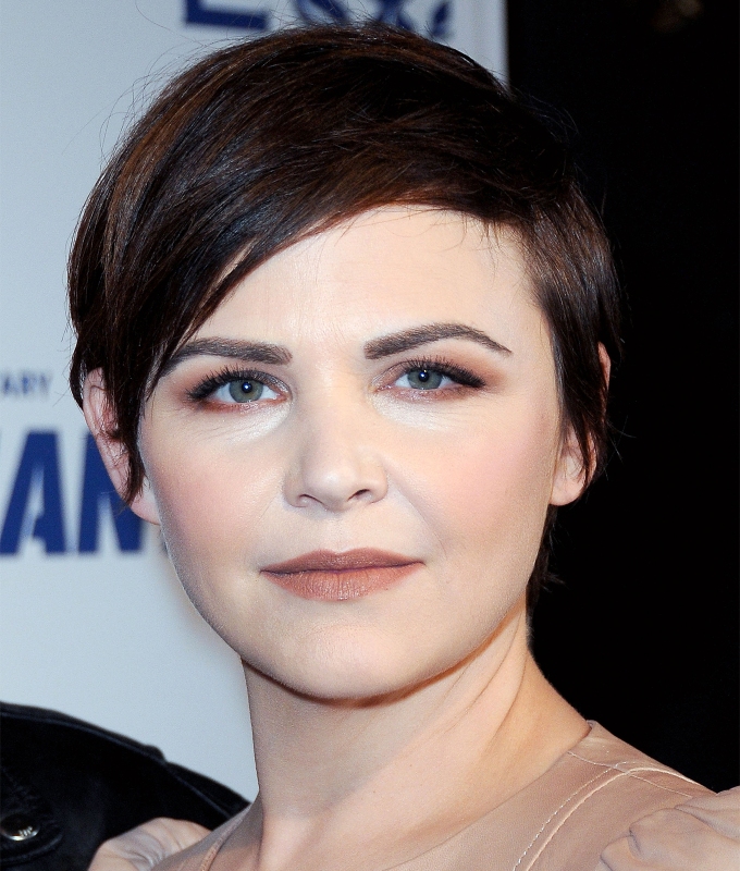 haircuts for oval faces: side swept pixie on ginnifer goodwin