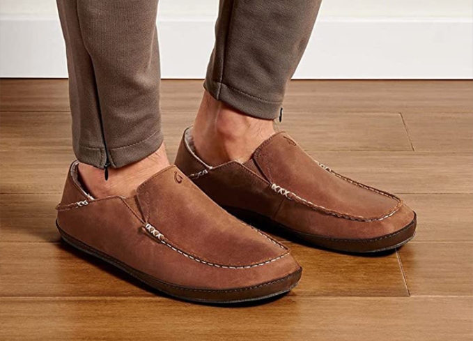 Best last-minute Father's Day gifts: A man wears a pair of leather slippers