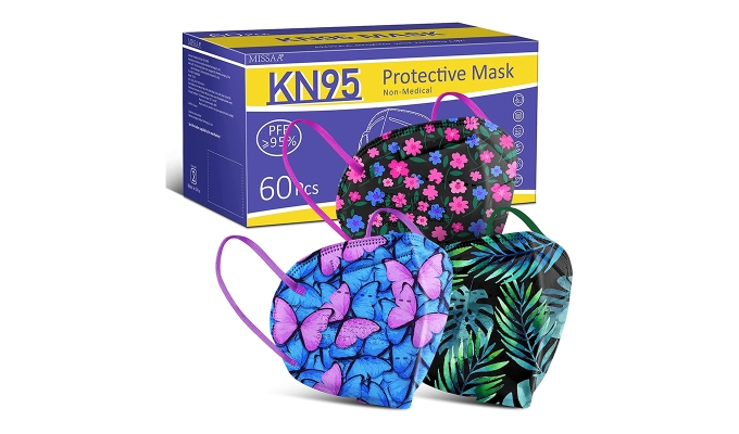 A close up of the MISSAA KN95 print masks.