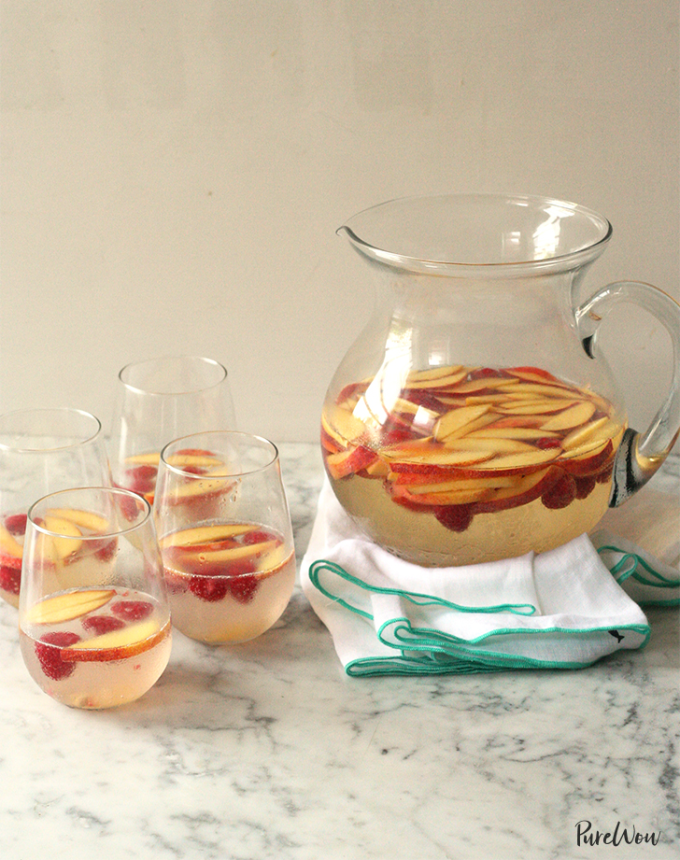 lazy summer entertaining recipes white sangria with peaches and berries