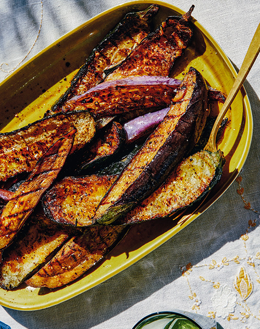 lazy summer entertaining recipes zaatar grilled eggplant and zucchini